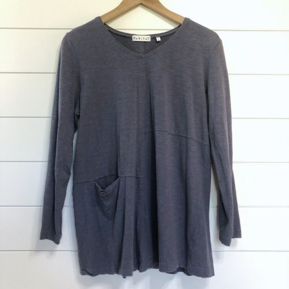 Habitat Women's‎ 100% Cotton Top Shirt Size S Lagenlook Artsy Oversized Purple